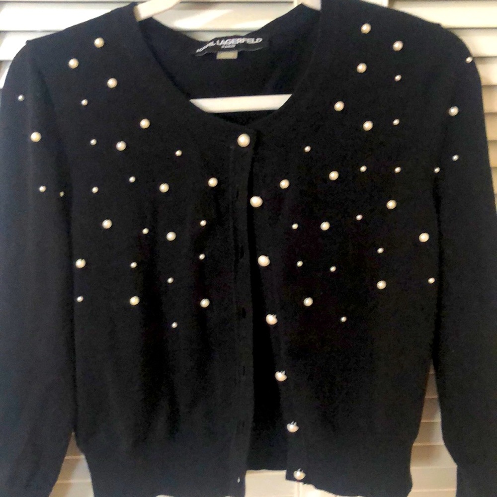 Cardigan - button up with beautiful pearls
